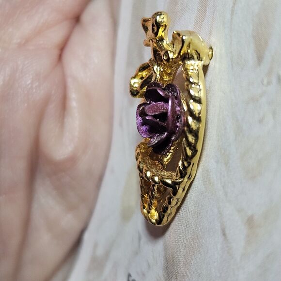 *Sale*Gold Tone Forgiveness Angel Red Flower Pin With Beautiful Thoughtful Mssge - Picture 3 of 11